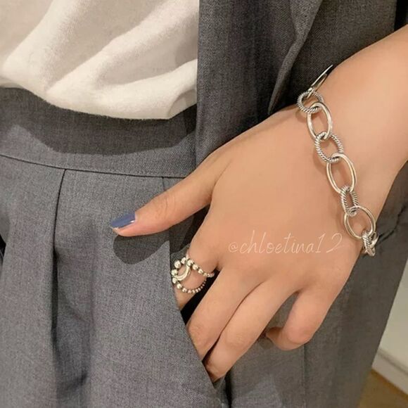 #15 NEW 925 Sterling Silver Oval Chain Bracelet - Picture 3 of 5